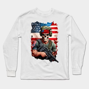 Skull Soldier in Arms Long Sleeve T-Shirt